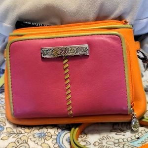 Small organizer with cross body strap.